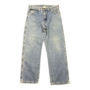 Dickies men denim blue jeans size 34x30 regular fit workwear light wash solid